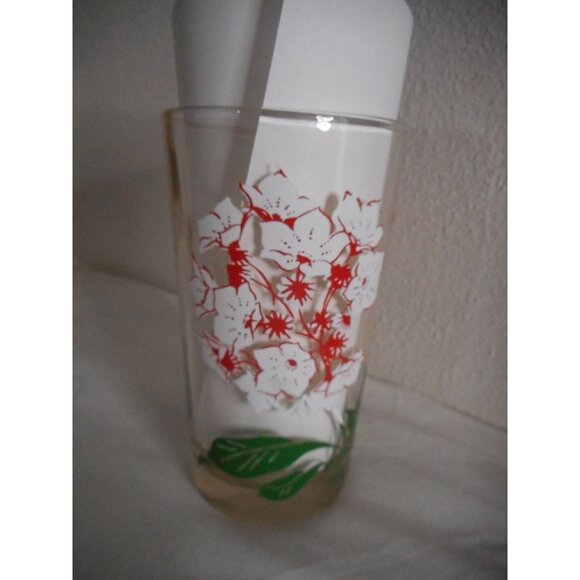 MCM Peanut Butter Drinking Glass Boscul Tumbler Laurel White/red Flowers Estate - Picture 2 of 4